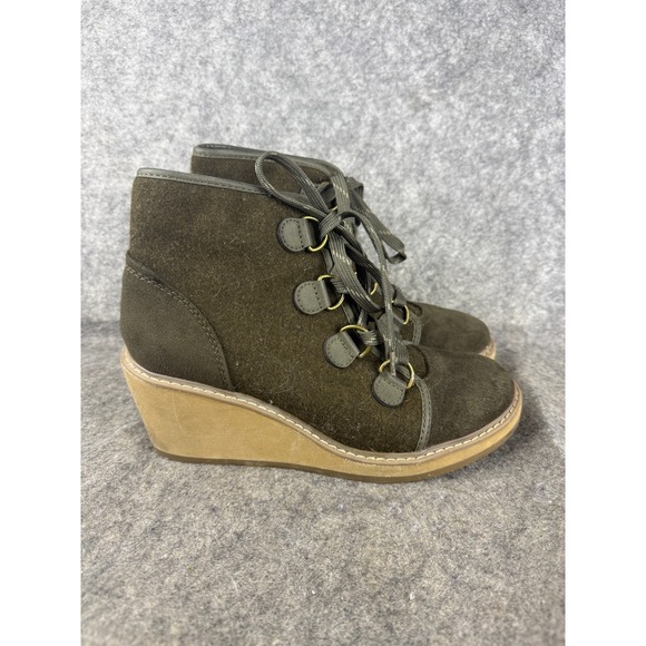 Merona Shoes - Merona Wedge Heel Ankle Wedge Boots Size‎ 9 M Green Wool blend Lace Up